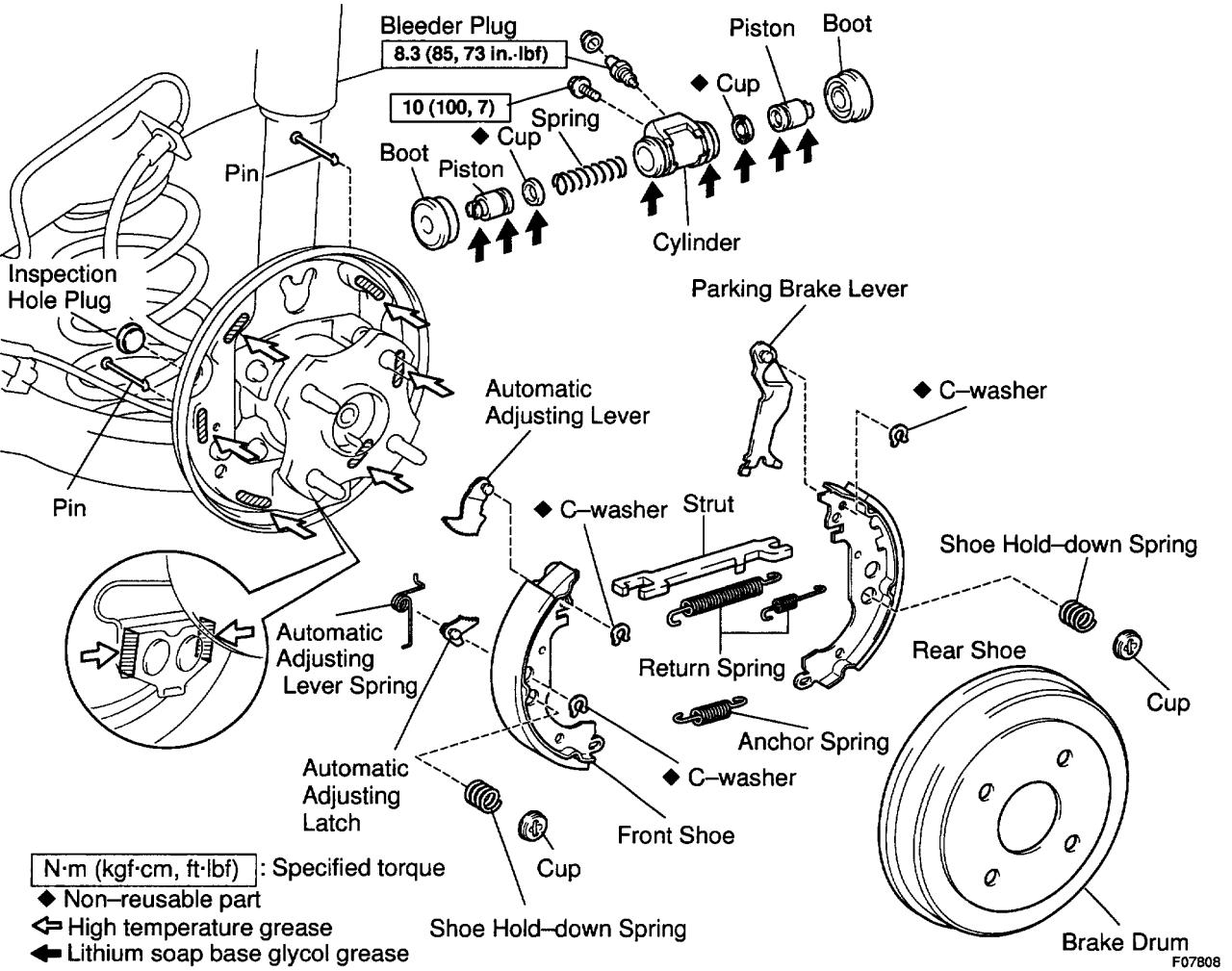 Diagram chevy rear drum brake assembly