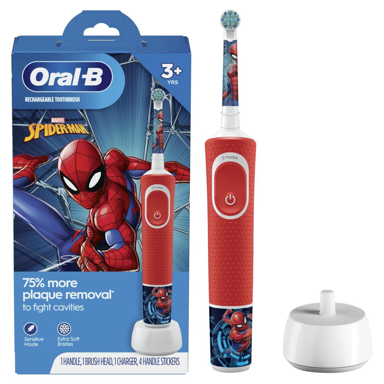 Oral-b kids electric toothbrush featuring marvel's spiderman, for kids 3+