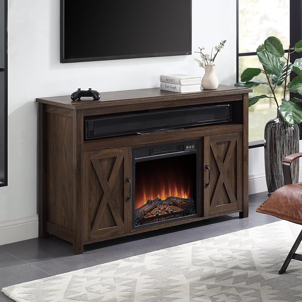 Electric fireplace tv stand with remote