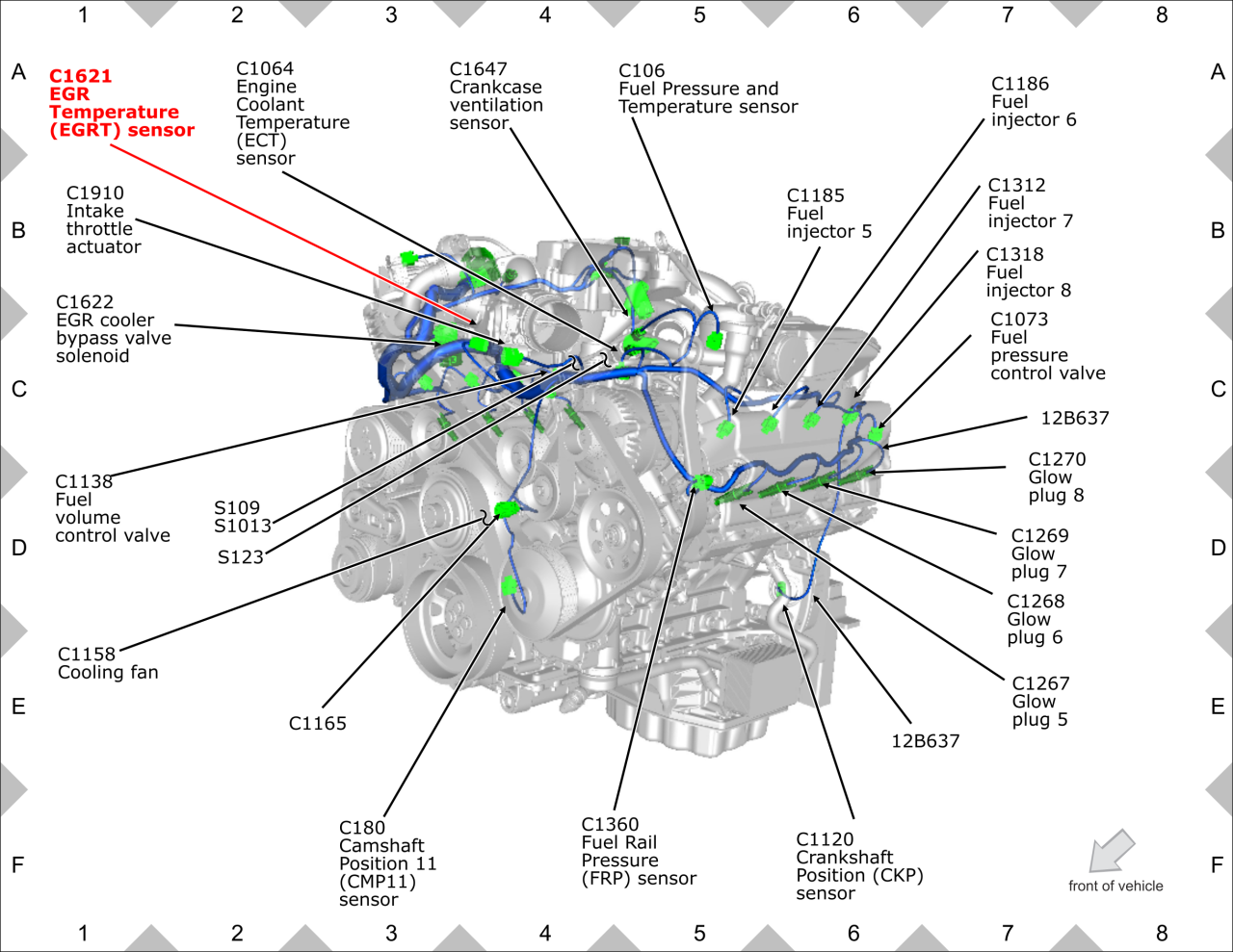 Diagram intake air temperature sensor location