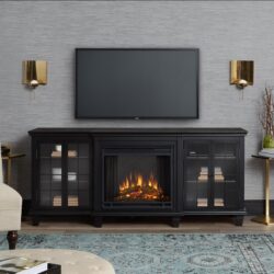 Black electric fireplace tv stand