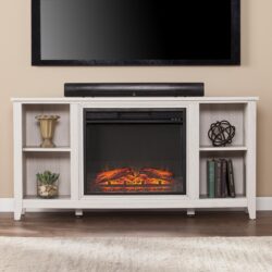 White electric fireplace tv stand