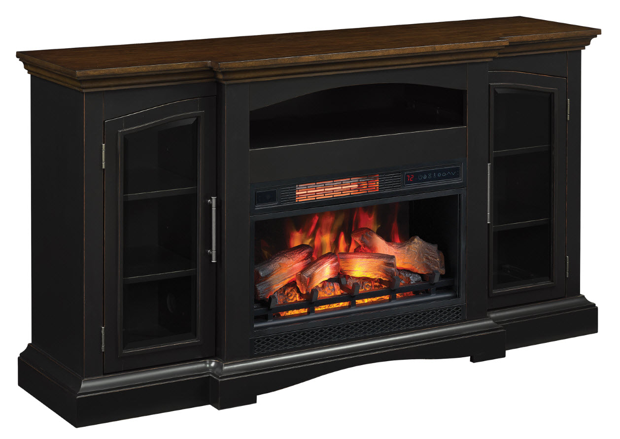 Black electric fireplace tv stand