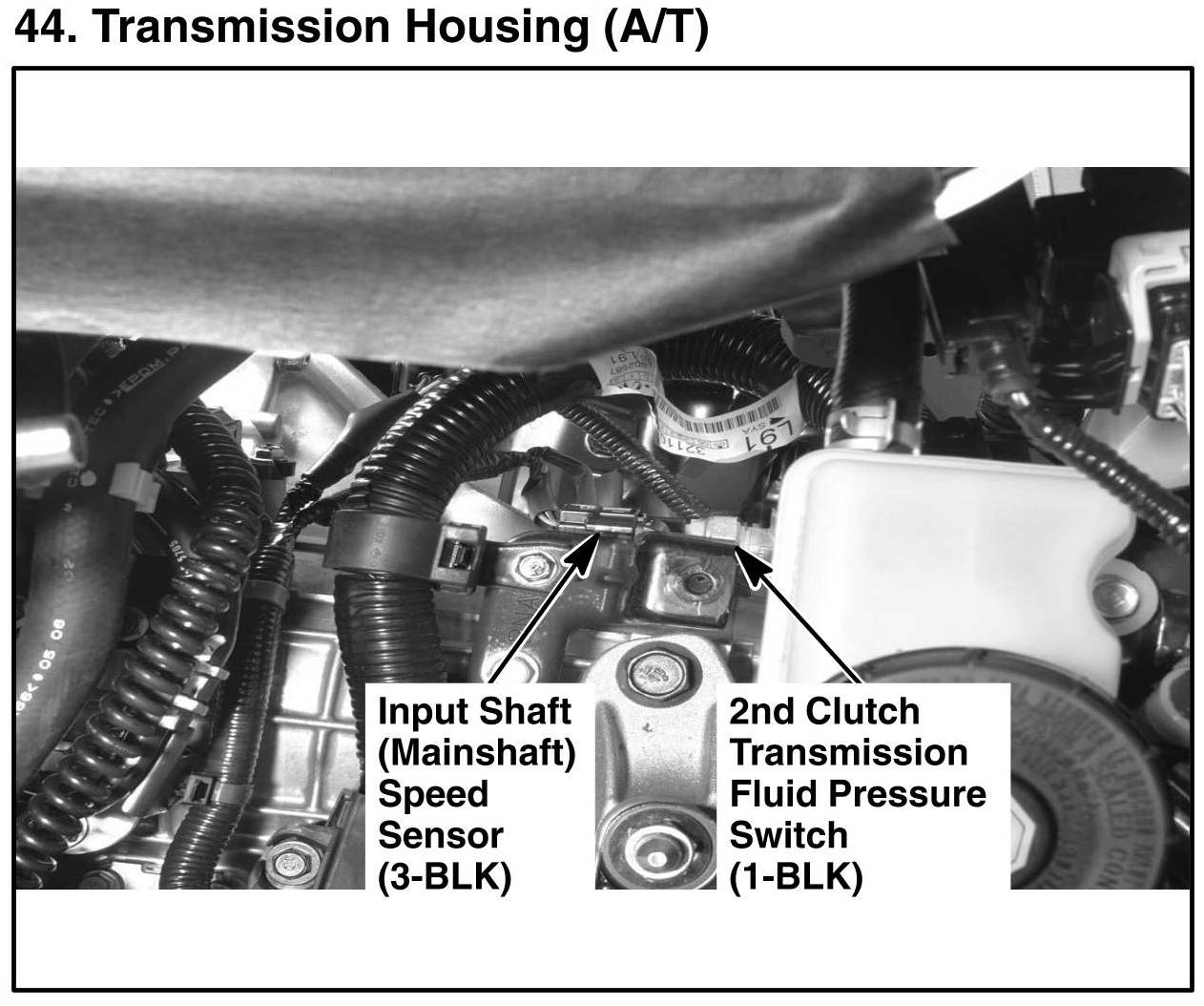 Output transmission speed sensor location